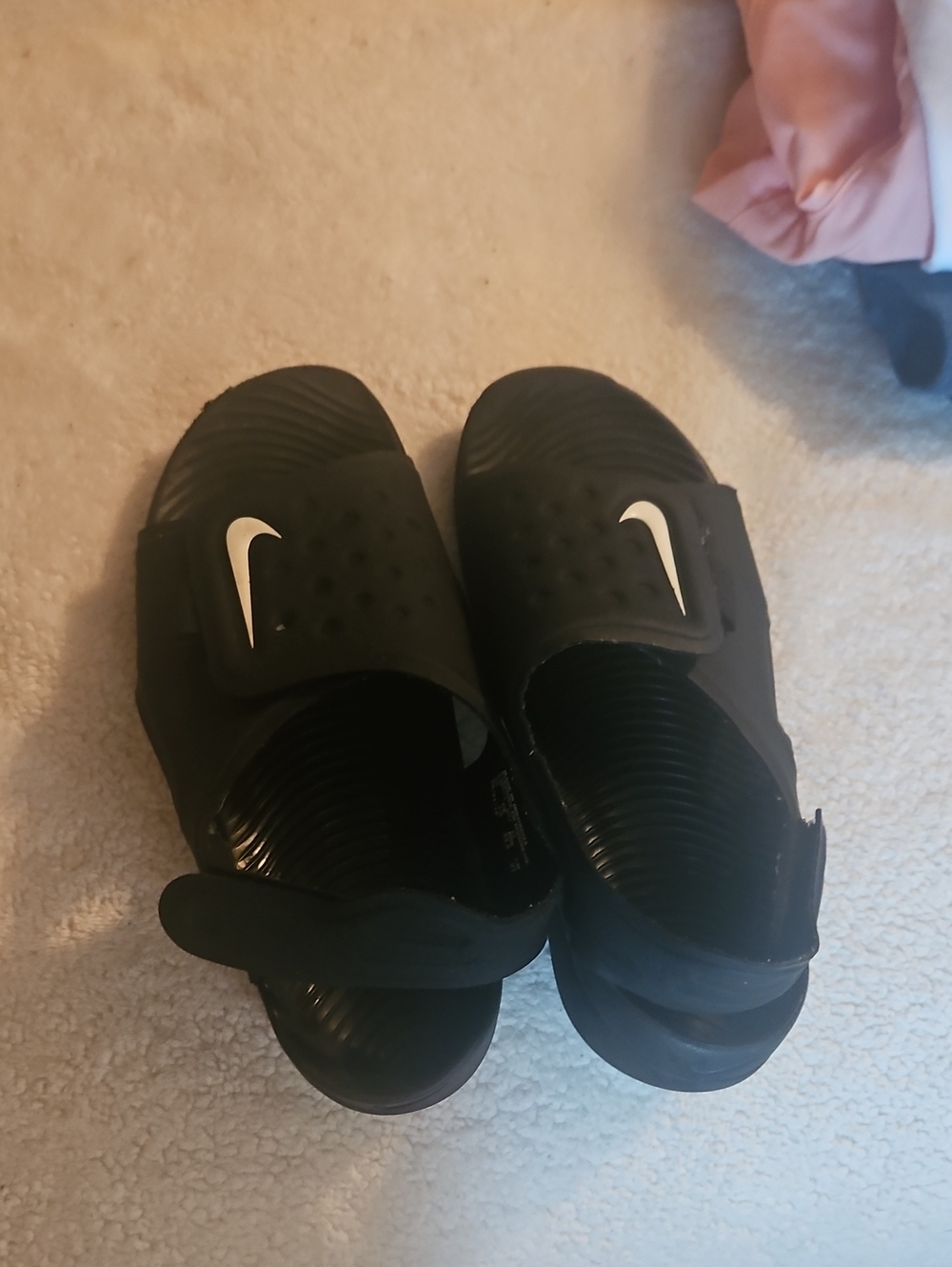 Nike Kids Black Slide Sandals with White Swoosh